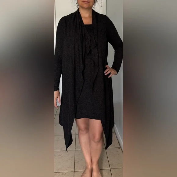 Joseph Ribkoff Charcoal Draped Dress - Picture 10 of 11